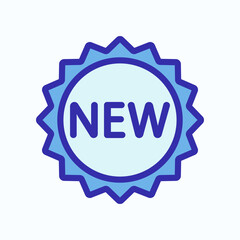 Blue Badge Design Featuring the Word 'New' in Bold Letters