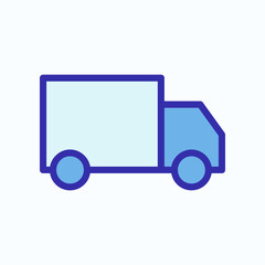 Minimalist Icon of a Delivery Truck in Soft Blue and White Colors