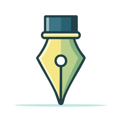 Stylized illustration of a vintage ink pen tip, writing and design concept
