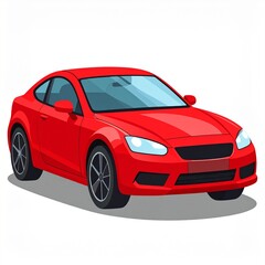 Obraz premium Vector flat design illustration of a red sports car on a clean white isolated background, showcasing sleek lines and a modern, dynamic look perfect for automotive themes