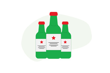 Flat Design Beer Bottles Icon with Star Label
