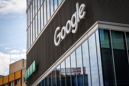 Warsaw, Poland - August 3, 2025: Seat of Google company in The Warsaw Hub building in Warsaw