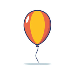 Obraz premium Cartoon Balloon Graphic, Yellow and Red Stripes, Party Celebration Element