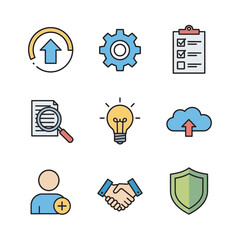 Business icons represent concepts management planning collaboration cloud security