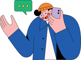 Man Talking on Mobile Phone Illustration