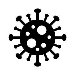 Obraz premium Black Virus Icon Vector – Pathogen Symbol, Medical Alert, Contagion Graphic