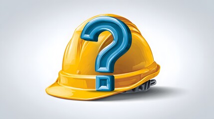 Intricately Designed Question Mark and Hard Hat Icon Symbolizing Industrial Labor Shortage with Workforce Uncertainty and Employment Gaps in the Construction Sector