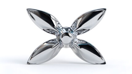 Hyper-Detailed 3D Visualization of a Polished Chrome Propeller with Five Distinct Blades Emphasizing Symmetry and Futuristic Aesthetics