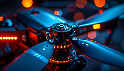 Drone Propeller Close-Up with Bokeh.