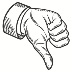Hand Drawn Thumbs Down Gesture Illustration