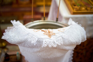 White towel with church cross embroidery