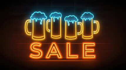 Neon beer glasses promoting a sale