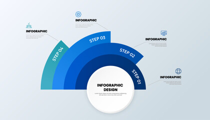 4 Step Blue Infographic Circle Chart