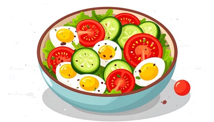 Colorful salad with veggies and eggs