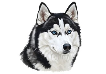 Siberian Husky With Blue Eyes Portrai