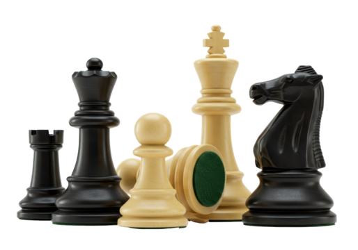 Isolated Chess Pieces A Close Up Grouping of Chessmen For Your Design And Illustration