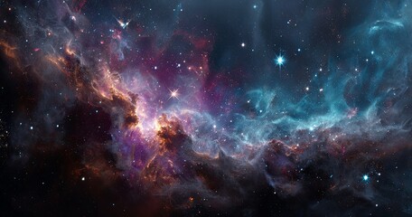 Fototapeta premium Celestial masterpiece of a glowing nebula cloud with stardust and cosmic energy in the universe