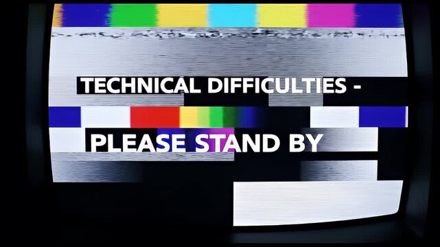 Technical Difficulties Retro TV Screen Error Message