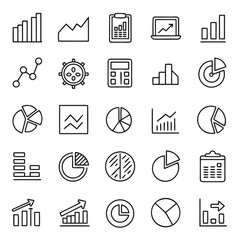 Charts and Graphs Line Art Icons: Business Data Visualization Vector Set.

