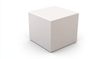 Blank white cube 3d render on isolated background with copy space