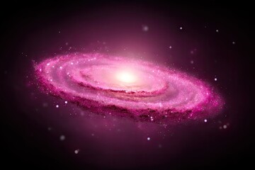 Pink spiral galaxy in deep space (1)