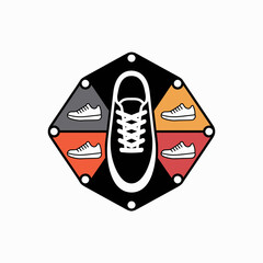 Sneaker Concept Logo with Shoe Silhouettes and Geometric Design Modern Footwear Icon for Sportswear and Apparel Brands Creative Shoe Design