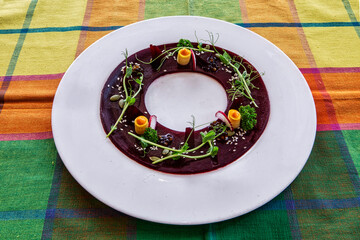 Beetroot Carpacio With Pickle Greens