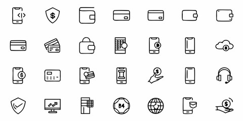 Modern hand-drawn icons for digital finance and online business, offering a clean and versatile design element