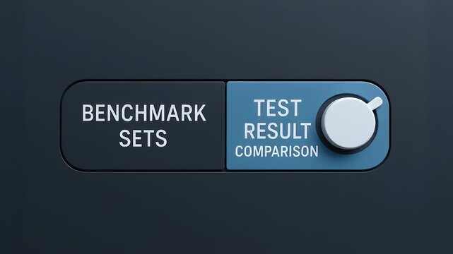 Test result comparison switch highlights industry benchmark sets for clear evaluation and performance analysis with control knob and button