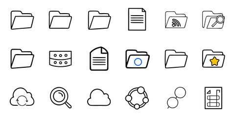 Enhance your designs with this versatile set of file and cloud icons, ideal for web and app development