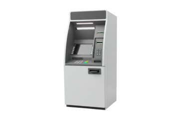 Isolated ATM Machine Frontal View Payment Device for Cash Withdrawal and Balance Inquiry