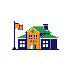 Real estate concept illustration featuring a collection of house and school building icons for property and mortgage business.