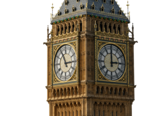 Isolated Big Ben clock tower Westminster UK, historic architectural landmark in London England