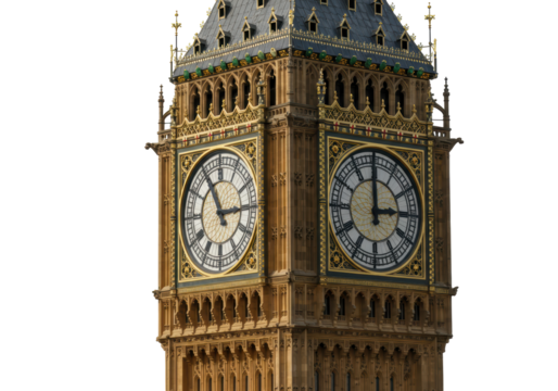 Isolated Big Ben clock tower Westminster UK, historic architectural landmark in London England