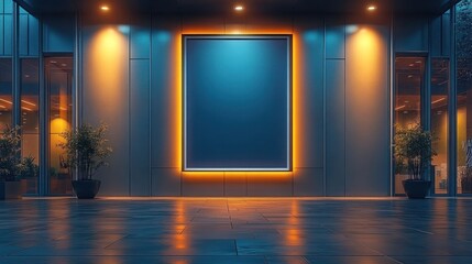 Night city building blank billboard mockup