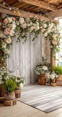 Rustic floral archway backdrop