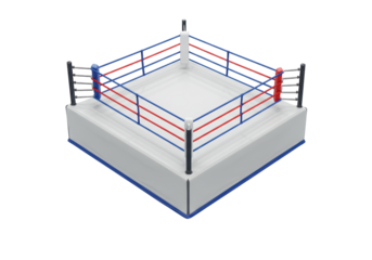 Isolated Boxing Ring for Combat Sports Arena with Blue and Red Ropes on a Light Surface