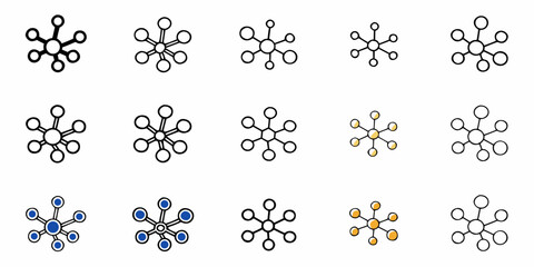 Explore diverse network connections and communication pathways with these versatile hub and spoke icons.