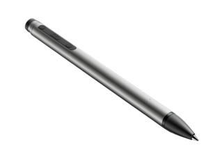 Sleek, metallic stylus pen angled