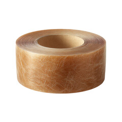 Close Up of a Roll of Brown Adhesive Tape on Transparent Background