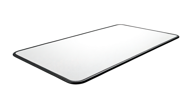 A rectangular, flat, white surface, angled slightly.  Dark border.  Simple, modern design