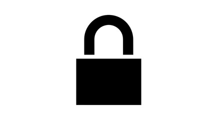 Simple black padlock icon symbolizing security and protection.