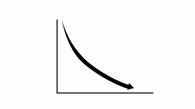 Downward-curving arrow representing decline animation