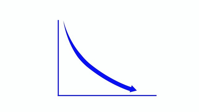 Downward-curving arrow representing decline animation