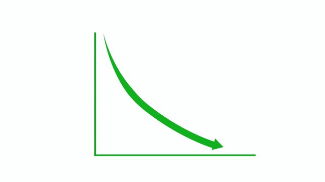 Downward-curving arrow representing decline animation