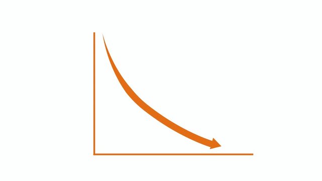 Downward-curving arrow representing decline animation