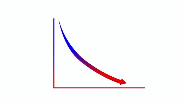 Downward-curving arrow representing decline animation