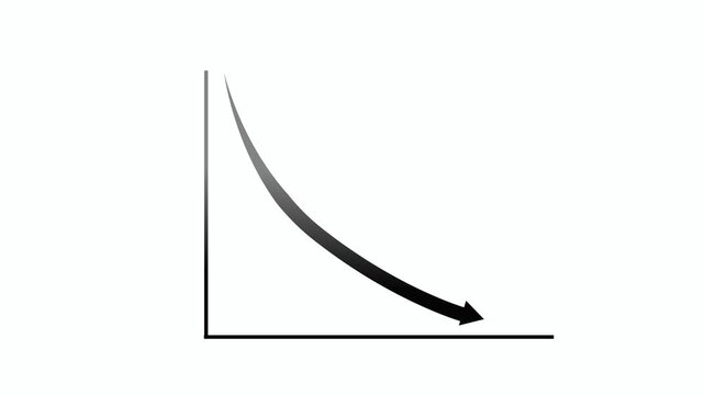 Downward-curving arrow representing decline animation