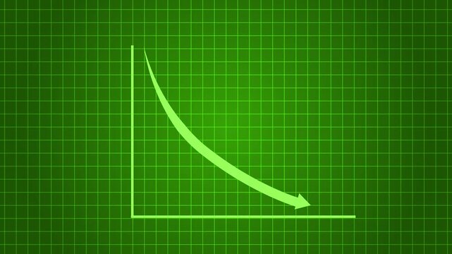 Downward Sloping Line Graph on Grid Background Animation