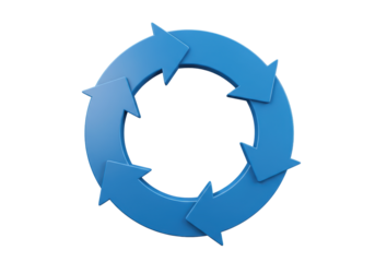 Isolated Circular arrows forming a cycle, loop, process, or recurring event with no beginning or end